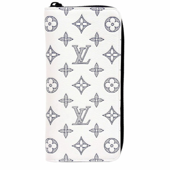 Louis Vuitton Men's Wallet Zippy Vertical Monogram Shadow White M83381 - Picture 1 of 10
